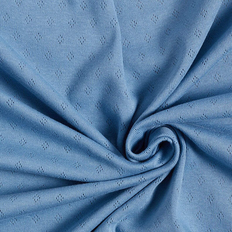 Dżersej o drobnym splocie z ażurowym wzorem – błękit,  image number 3
