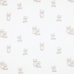 GOTS Muślin / Tkanina double crinkle przyjazne niedźwiadki nadruk cyfrowy | Poppy Fabrics – kość, 