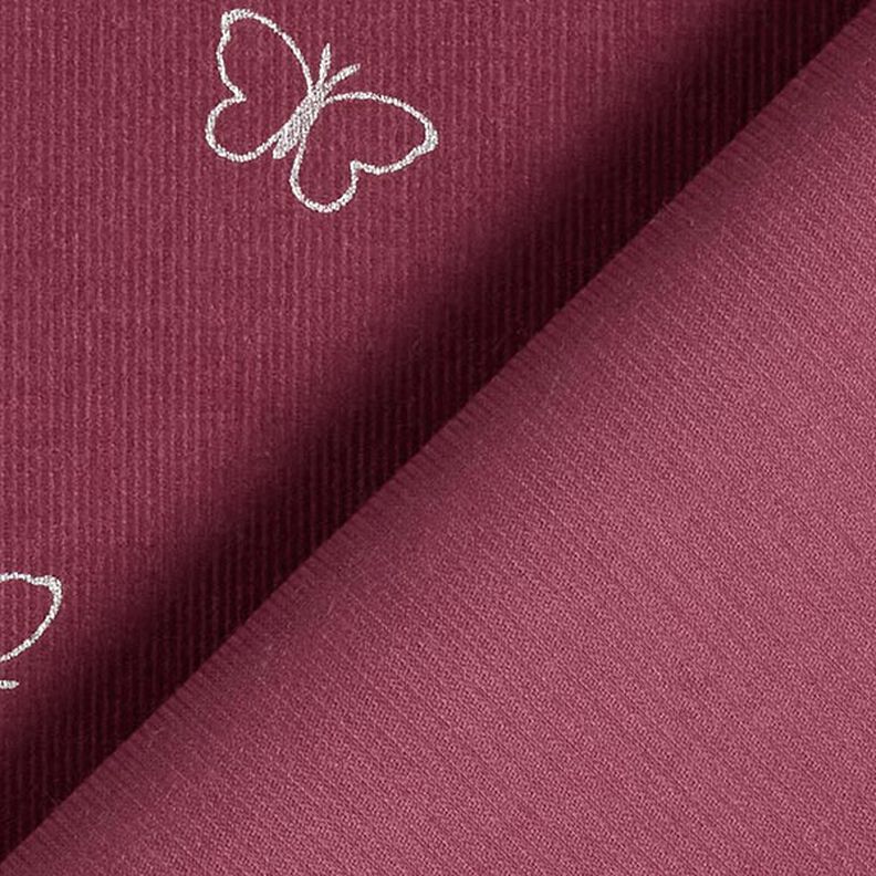 Sztruks cienki brokatowe motyle – bordo,  image number 4