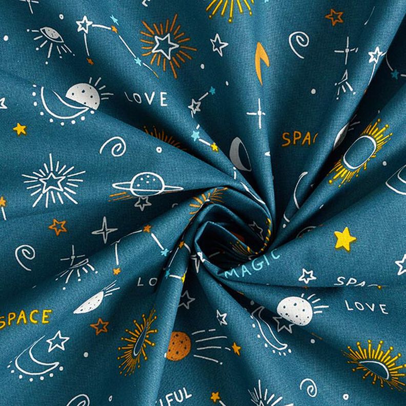 Tkanina bawełniana Kreton gwiazdozbiory – niebieski oceaniczny,  image number 3