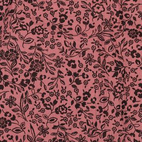 Muślin / Tkanina double crinkle dwukolorowe kwiaty  | Poppy Fabrics – ciemny brudny róż/czerń, 
