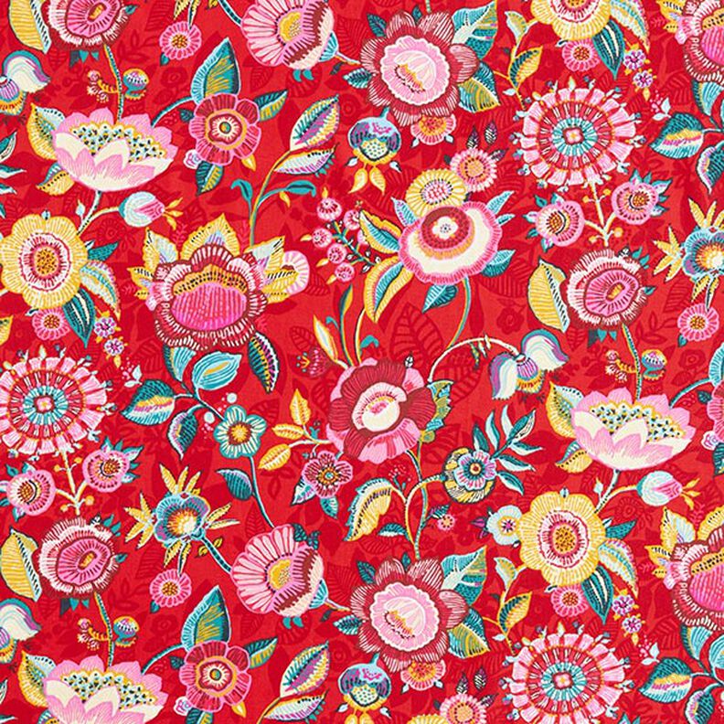 Tkanina bawełniana Kreton kwiaty w plamki – chili,  image number 1