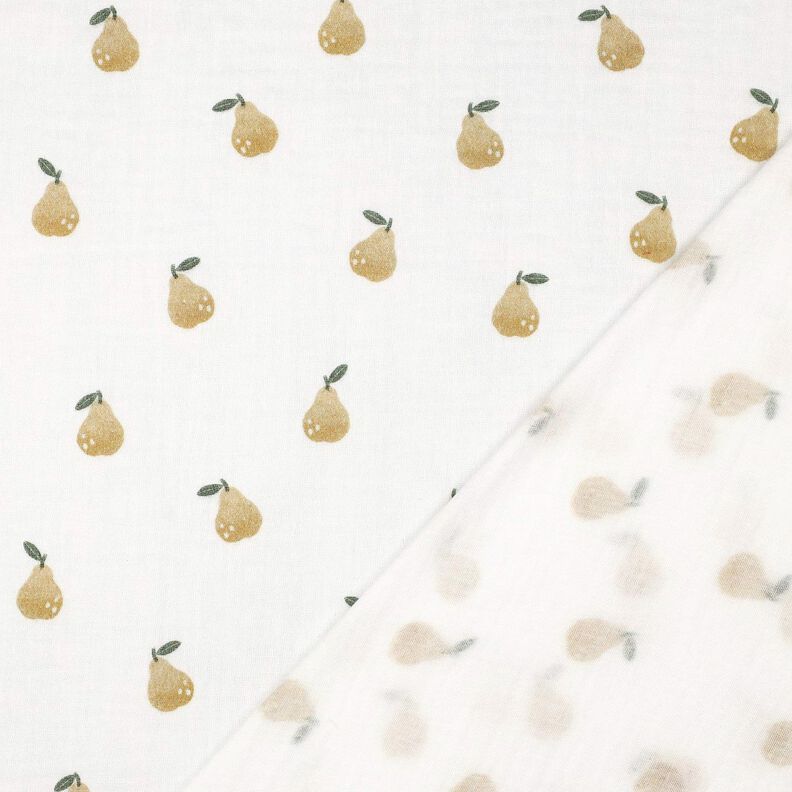 Muślin / Tkanina double crinkle gruszka nadruk cyfrowy | Poppy Fabrics – biel/żółtooliwkowy,  image number 4