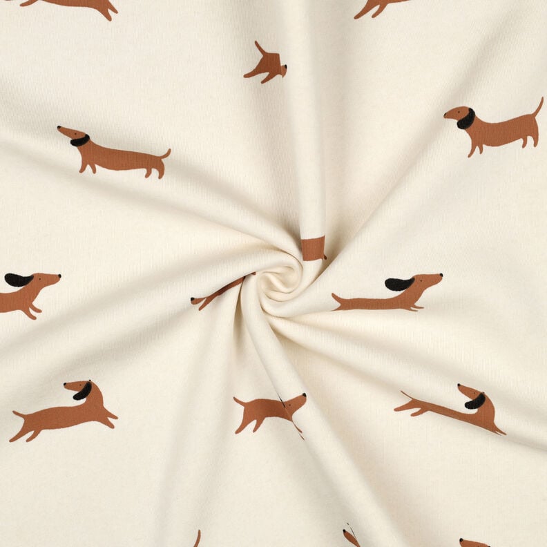 Dzianina dresowa drapana radosne jamniki | Poppy Fabrics – kość słoniowa,  image number 3