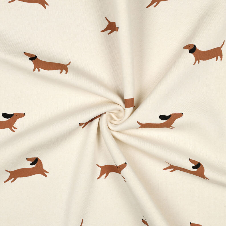 Dzianina dresowa drapana radosne jamniki | Poppy Fabrics – kość słoniowa, image number 3