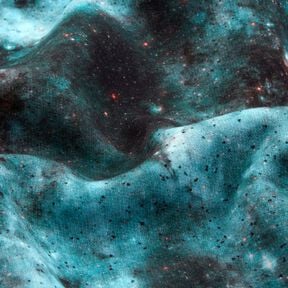 Dzianina dresowa drapana Universum nadruk cyfrowy – lodowy niebieski/czer?, 