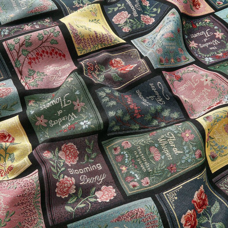 Tkanin dekoracyjna Gobelin okładka książki – czerń/merlot,  image number 2