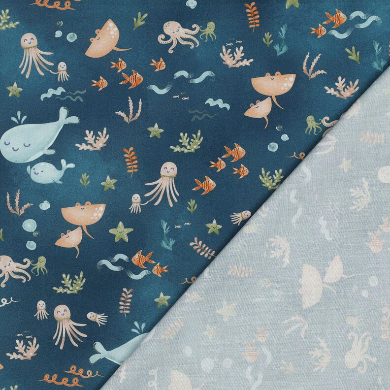 Popelina bawełniana szczęśliwe zwierzęta morskie nadruk cyfrowy | Poppy Fabrics – niebieski, image number 4