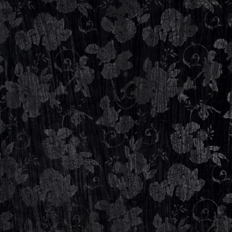 Gnieciony aksamit z chryzantemą – czerń,  image number 1