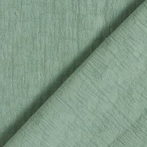 Muślin / Tkanina double crinkle Żakard kwiaty – zieleń trzcinowa, 