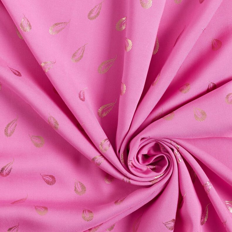 Tkanina wiskozowa z nadrukiem foliowym w pióra – pink,  image number 3