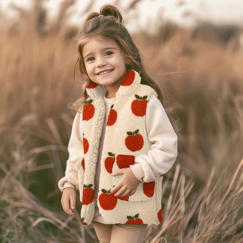Puszysty plusz jabłka | Poppy Fabrics – mleczna biel/terakota, image number 5