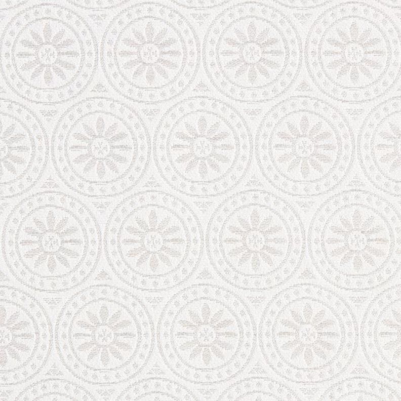 Tkanina outdoor żakard Koliste ornamenty – jasnoszary/mleczna biel,  image number 1
