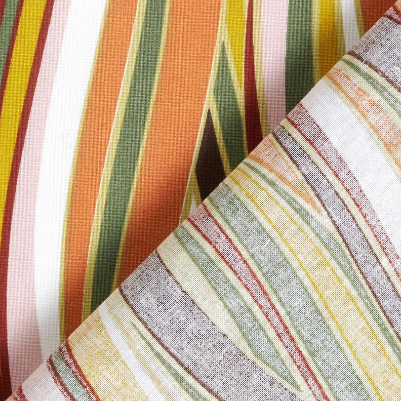 Tkanina bawełniana Kreton zakrzywione paski &ndash; biel/jasnopomarańczowy,  image number 4