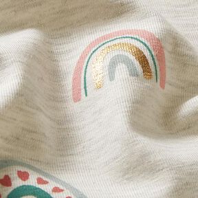 Dżersej bawełniany tęcze Nadruk foliowy – naturalny/jasnoszary, 