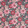 Tkanina bawełniana Kreton kwiaty retro – petrol/róż,  thumbnail number 1