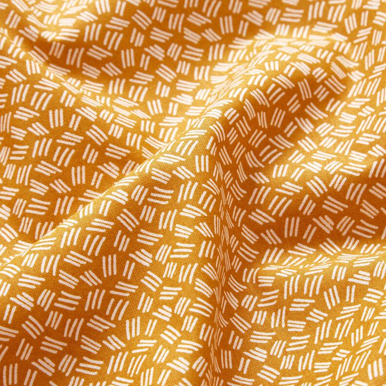 Tkanina bawełniana Kreton małe kreski – żółty curry, image number 2