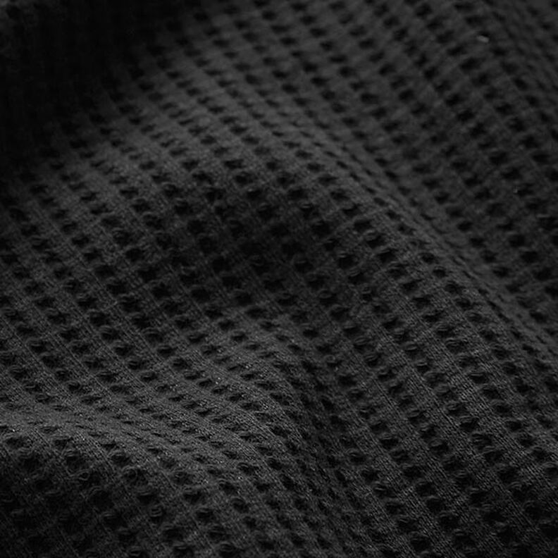Bawełniany dżersej wafelkowy jednokol. – czerń,  image number 2