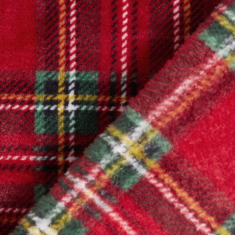 Miękki polar klasyczna krata – ciemnoczerwony/zielony jodłowy,  image number 4