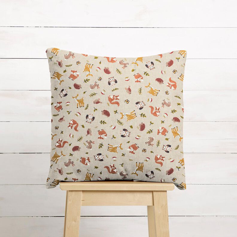 Tkanin dekoracyjna Half panama przyjazne leśne zwierzęta – naturalny/brąz,  image number 6