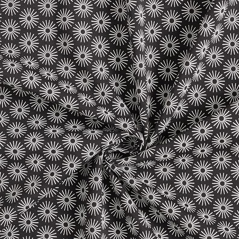 Dżersej bawełniany w 
błyszczące kwiaty – czerń,  image number 3