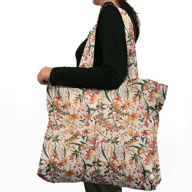 Tkanina dekoracyjna p&oacute;łpanama kwiecista &ndash; brzoskwinia/naturalny,  image number 8