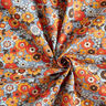 Tkanina bawełniana Kreton kolorowe kwiaty – jasnoniebieski jeans/pomarańcza,  thumbnail number 3