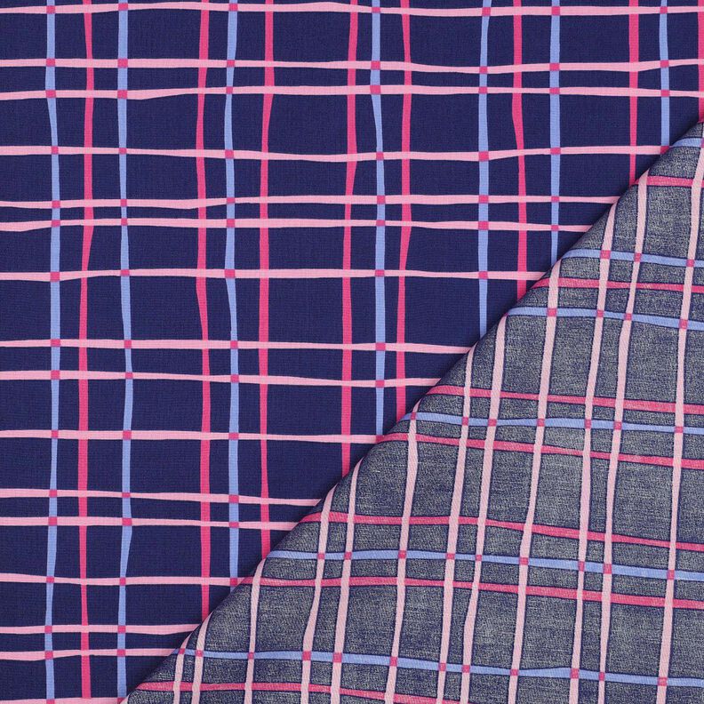 Popelina bawełniana falista krata | Poppy Fabrics – indygo/róż,  image number 4