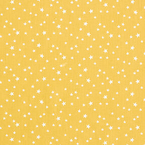 Popelina bawełniana nieregularne gwiazdy – musztarda, 