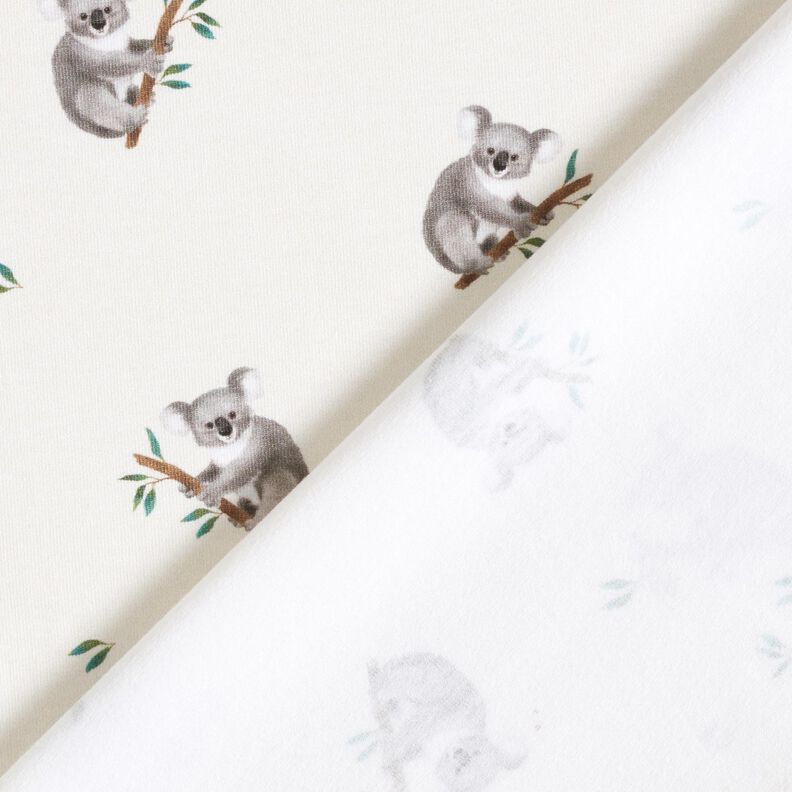 GOTS Dżersej bawełniany koala nadruk cyfrowy – kość słoniowa, image number 4