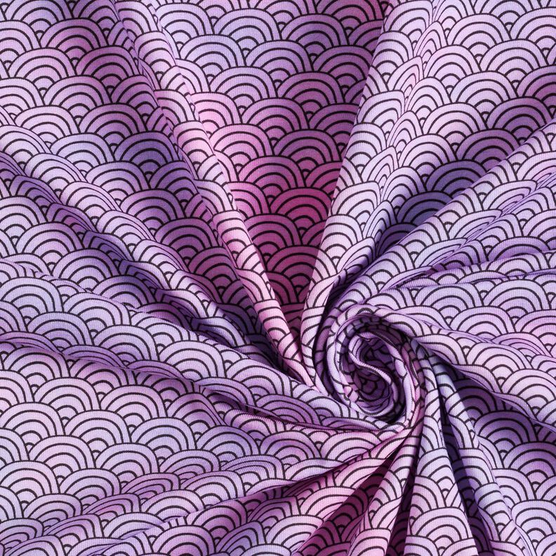 Dżersej bawełniany mangowa tęcza nadruk cyfrowy | by Poppy – pastelowy fiolet,  image number 3