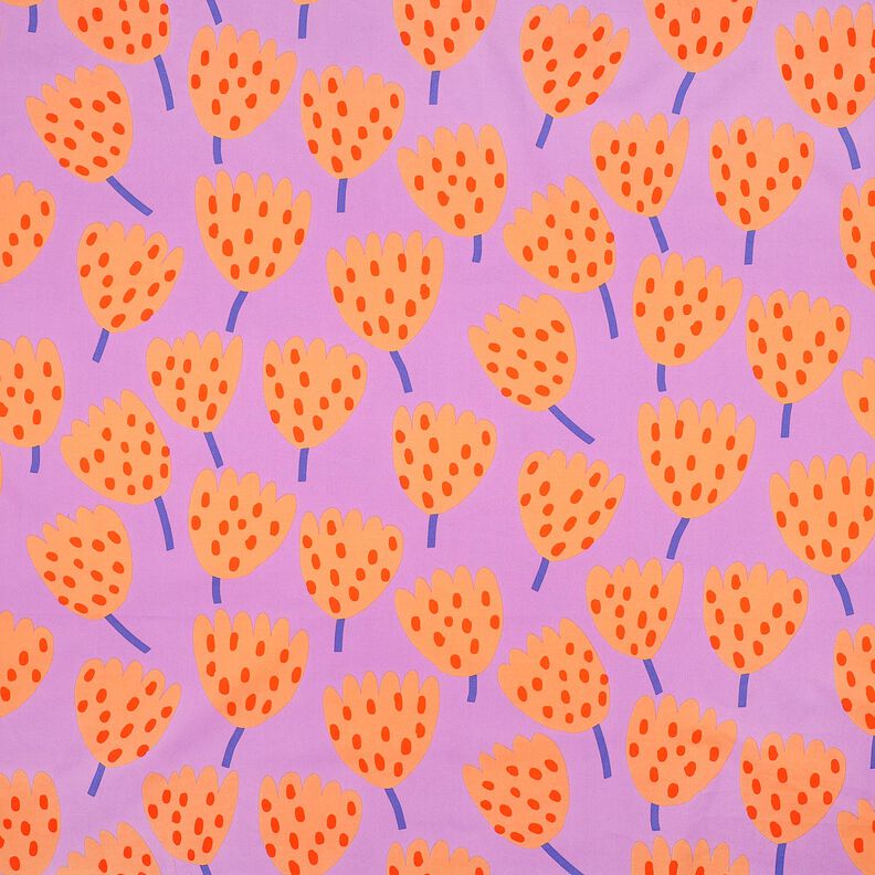 Popelina bawełniana Tulips | Nerida Hansen – lawendowy/brzoskwiniowopomarańczowy,  image number 1