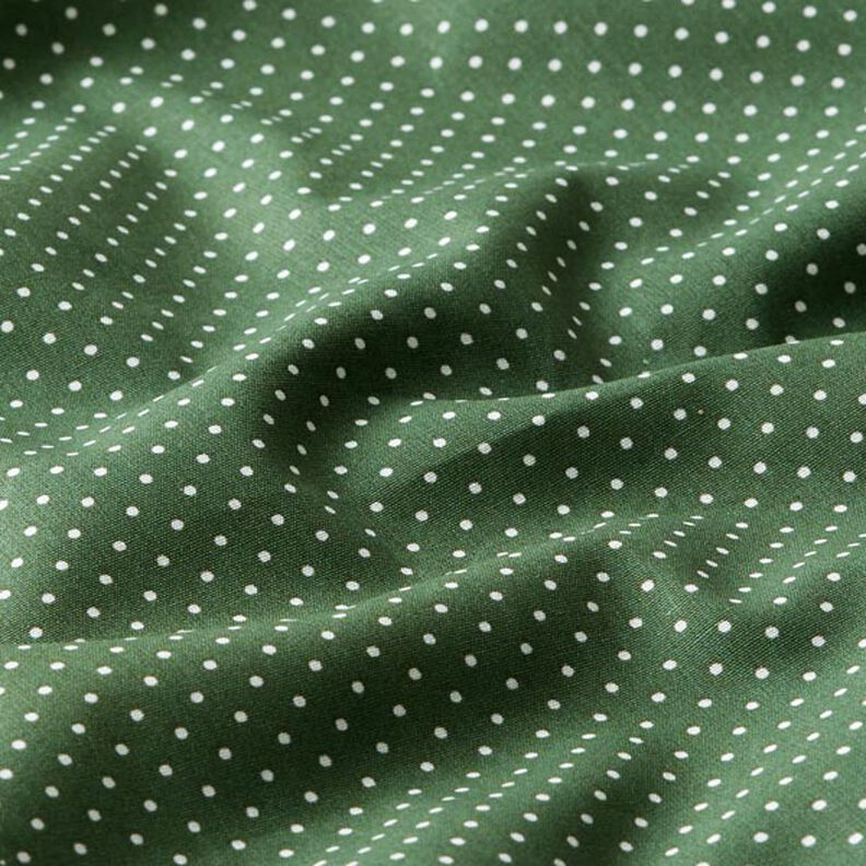 Popelina bawełniana Małe kropki – ciemna zieleń/biel,  image number 2