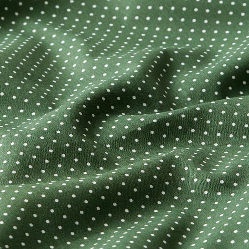 Popelina bawełniana Małe kropki – ciemna zieleń/biel, image number 2