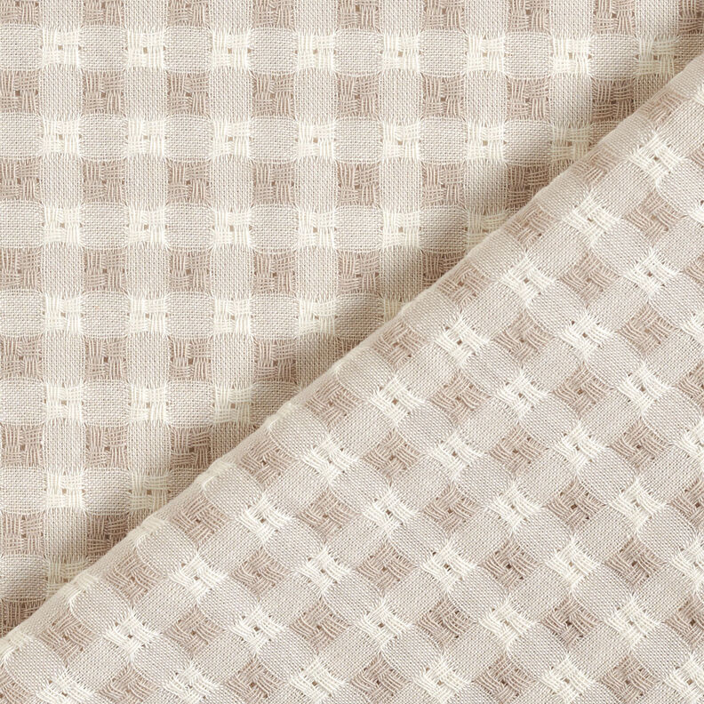 Tkanina bawełniana ze strukturą w kratkę – biel/nerkowiec,  image number 5
