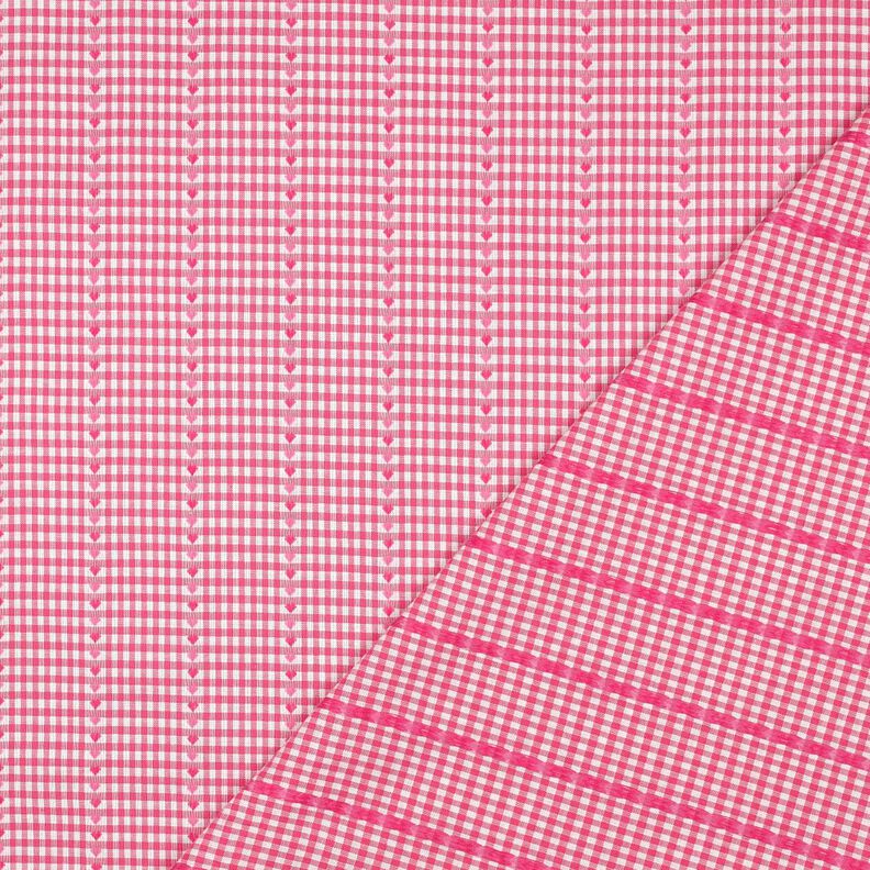 Tkanina bawełniana Żakard karo i serca – pink/biel, image number 4