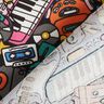 Tkanin dekoracyjna Half panama instrumenty muzyczne – czerń/pink,  thumbnail number 4