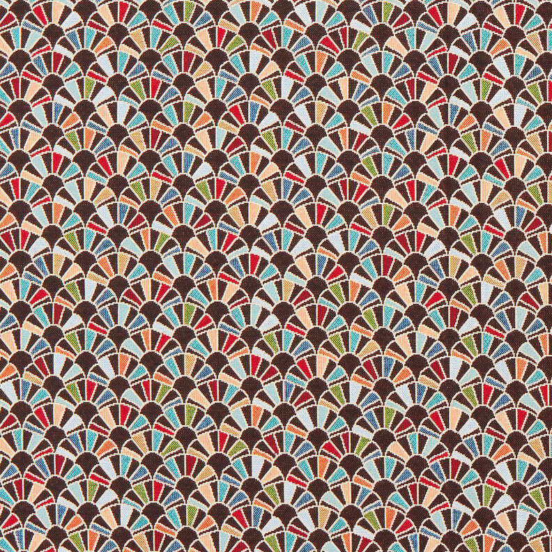 Tkanin dekoracyjna Gobelin wachlarze retro – czerń/czerwień karminowa,  image number 1