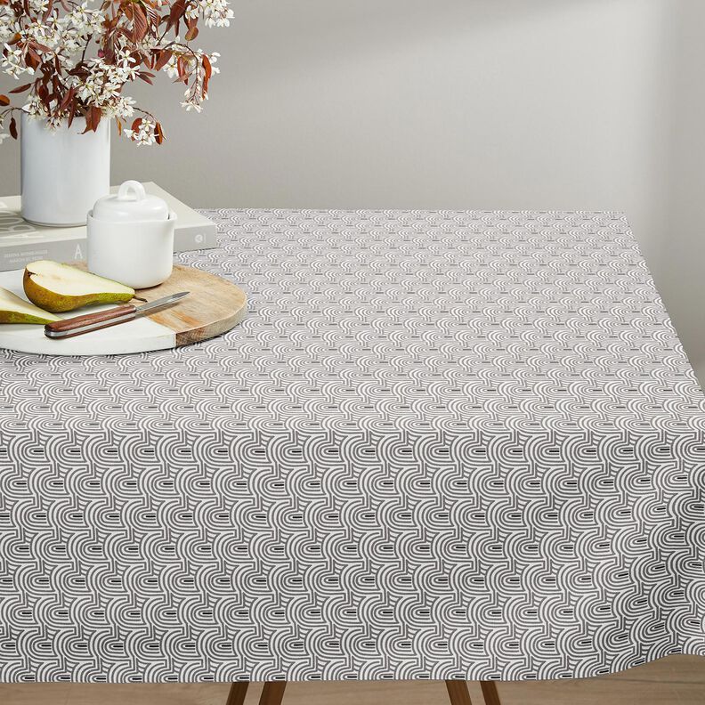 Tkanin dekoracyjna Half panama minimalistyczne łuki &ndash; biel/szary,  image number 7