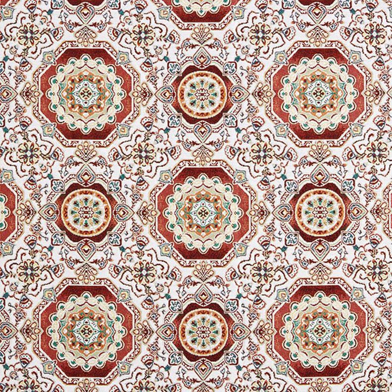 Tkanin dekoracyjna Gobelin orientalna mandala – czerwień karminowa/kość słoniowa,  image number 1