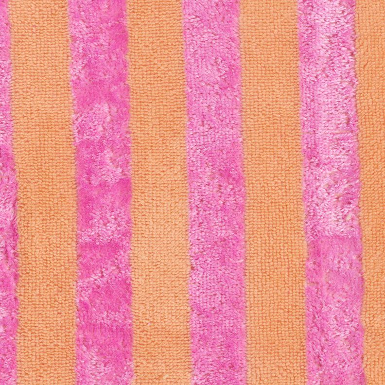 Tkanina frotte Bambus szerokie pasy – jasnopomarańczowy/pink, image number 1