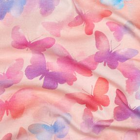 Dżersej bawełniany kolorowe motyle nadruk cyfrowy | Poppy Fabrics – różowy/błękit, 