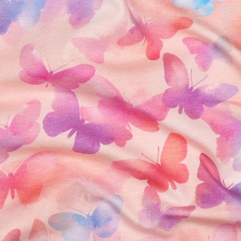 Dżersej bawełniany kolorowe motyle nadruk cyfrowy | Poppy Fabrics – różowy/błękit,  image number 2