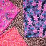 Materiał na kostiumy kąpielowe kwiaty tropikalne – granat/pink,  thumbnail number 5