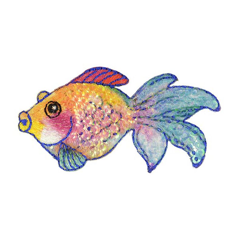 Aplikacja ryba [ 3 x 7 cm ] – pomarańcza/turkus,  image number 1