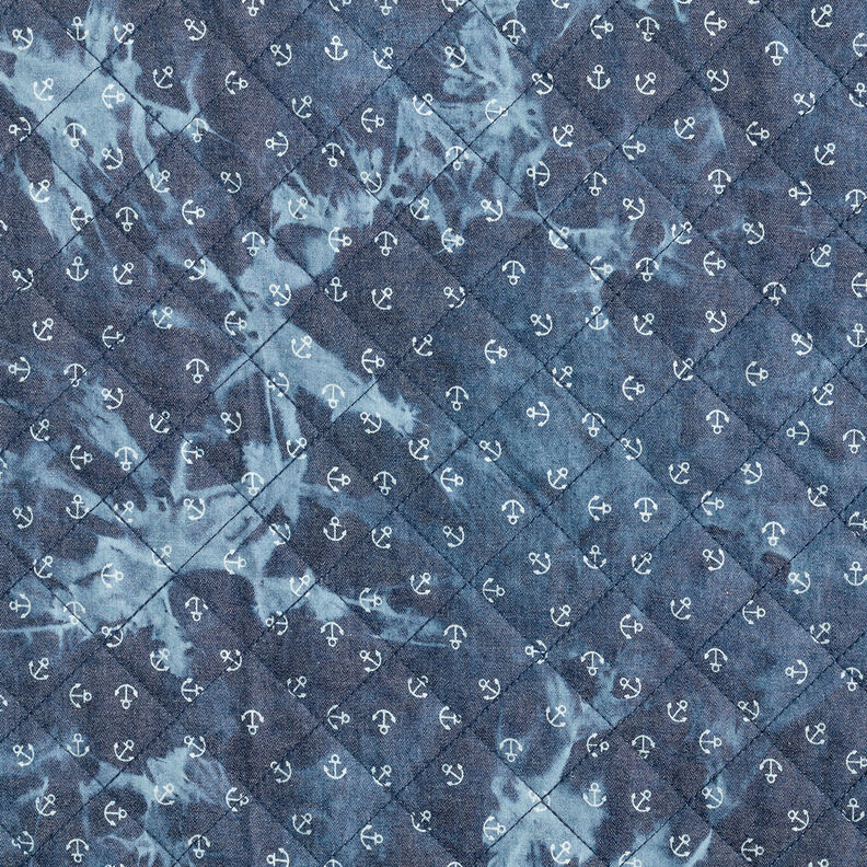 Tkanina pikowana chambray, batik w kotwice – dżins,  image number 6