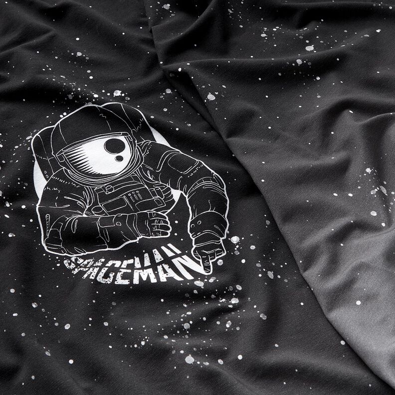 French Terry Panel Spaceman | Glitzerpüppi – czerń/biel, image number 2