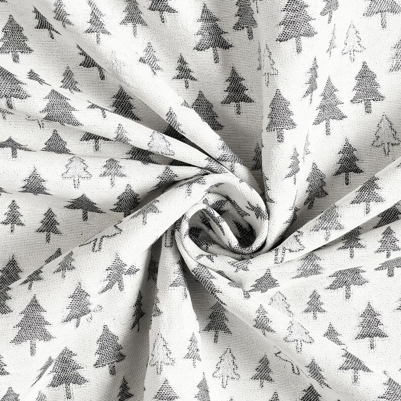 Tkanin dekoracyjna Żakard błyszczące jodły – antracyt/srebro,  image number 3