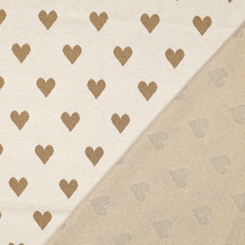 Dżersej żakardowy brokatowe serca | Poppy Fabrics – naturalny/złoty metaliczny, image number 4