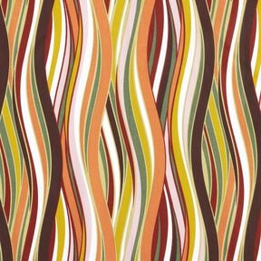 Tkanina bawełniana Kreton zakrzywione paski &ndash; biel/jasnopomarańczowy, 